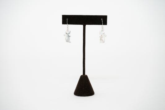 Sterling Silver Mother of Pearl Cat Earrings