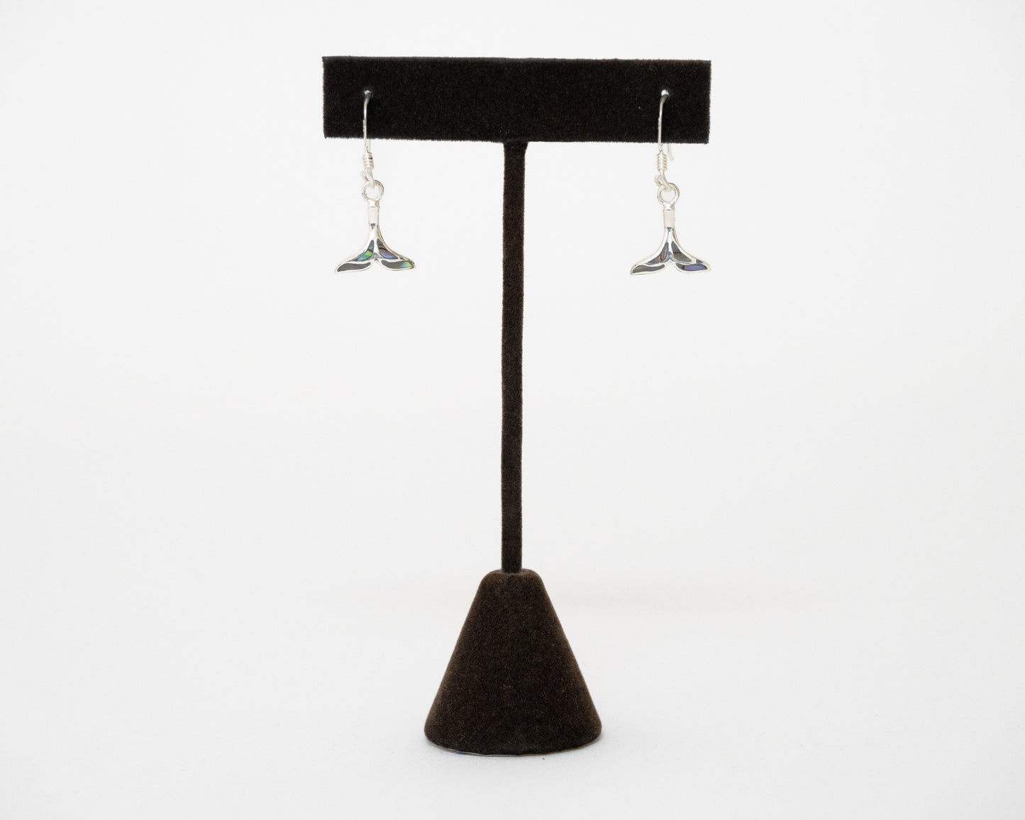 Sterling Silver Abalone Whale Tail Earrings