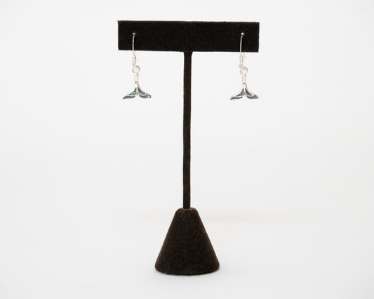 Sterling Silver Abalone Whale Tail Earrings