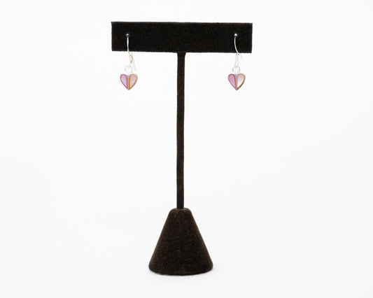 Sterling Silver Pink Mother of Pearl Heart Earrings