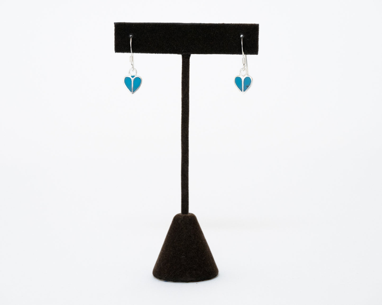 Sterling Silver Blue Enameled Heart Earrings
