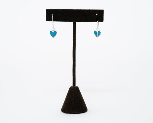 Sterling Silver Blue Enameled Heart Earrings