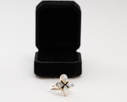 Sterling Silver Moonstone Celestial Bloom Ring