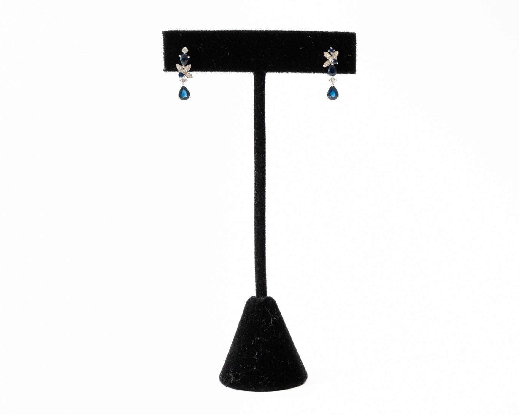 Sapphire Flower Drop Earrings
