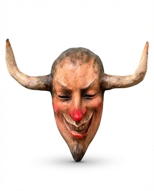 Handcarved Wood Satyr Horn Mask