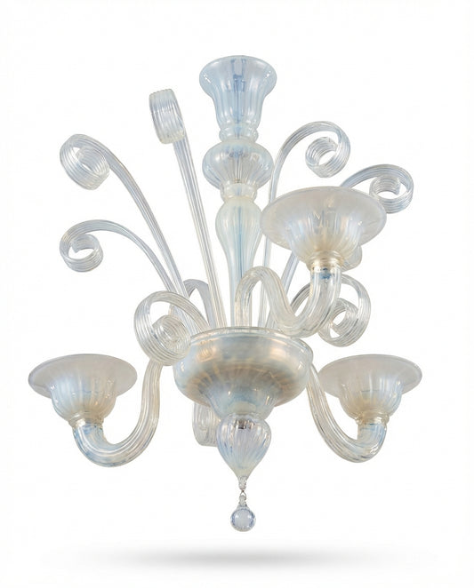 Murano Opalescent Swirled Glass Chandelier