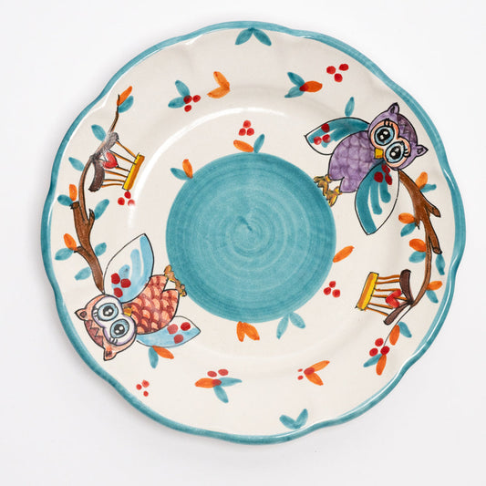 Italian Hand Painted Terracotta Owl Plate