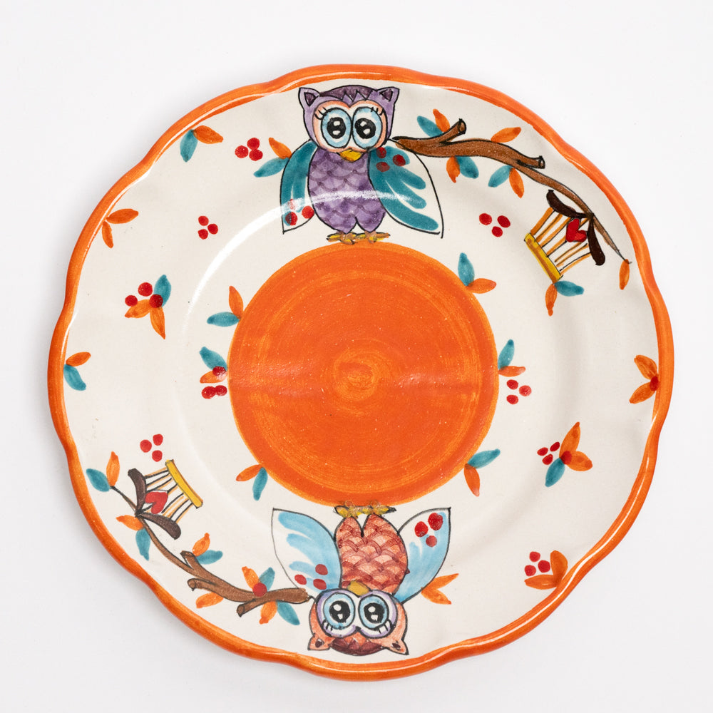 Italian Hand Painted Terracotta Owl Plate