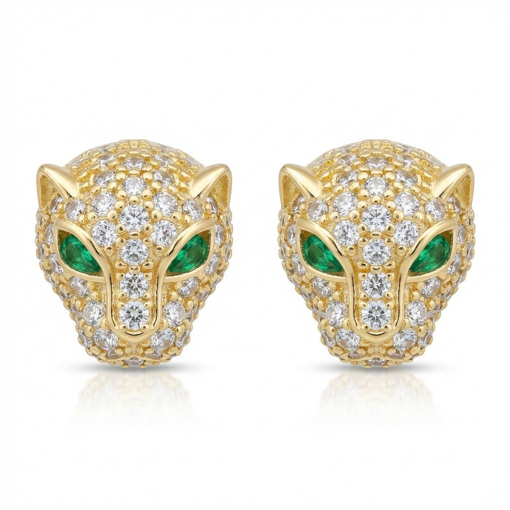 Italian Artisan Gold Panther Earrings