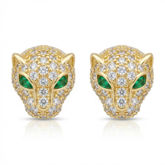 Italian Artisan Gold Panther Earrings